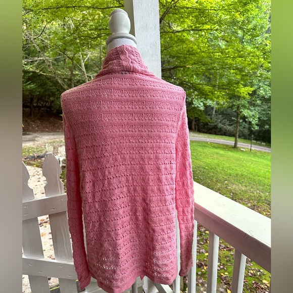 Westbound Petites Pink Pointelle Cotton Open Front Sweater PL FREE SHIP - Picture 4 of 4